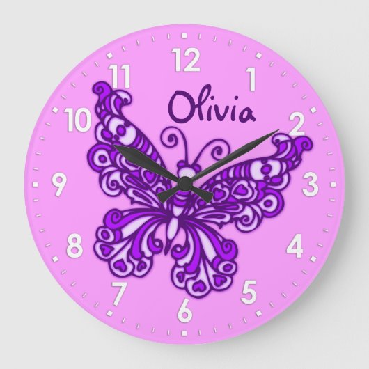 Butterfly violet filles nom de la chambre horloge  (Recto)