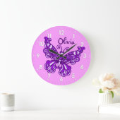 Butterfly violet filles nom de la chambre horloge  (Maison)