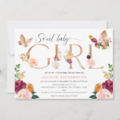 Butterfly Virtual baby shower roze bordeauxbloemen Kaart (Voorkant)