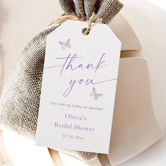 Butterfly Vrijgezellenfeest Dank u voor Cadeaulabel