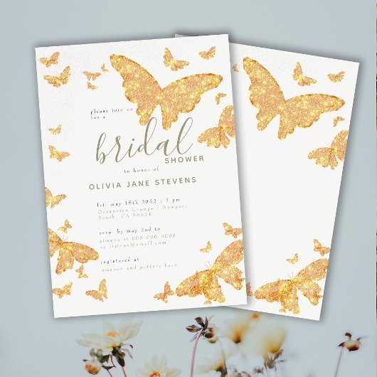 Butterfly Vrijgezellenfeest Gold Elegant Classic Kaart