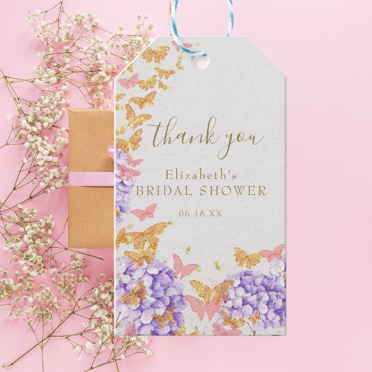 Butterfly Vrijgezellenfeest Hydrangea Boho Harteli Cadeaulabel
