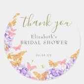 Butterfly Vrijgezellenfeest Hydrangea Gold Harteli Ronde Sticker (Voorkant)