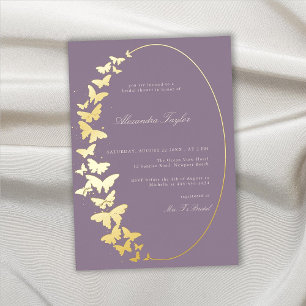 Butterfly Vrijgezellenfeest Lavender Elegant Boho  Folie Uitnodiging