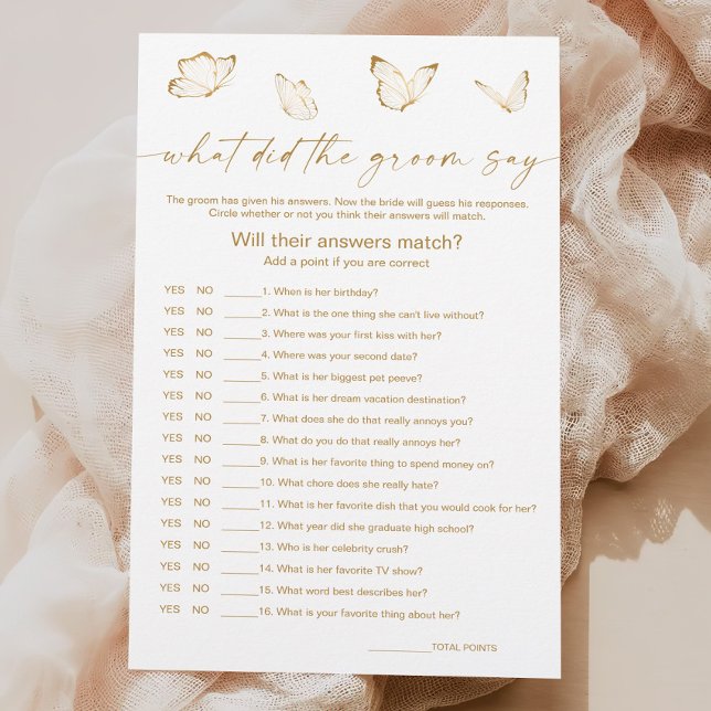 Butterfly Vrijgezellenfeest Wat zei de bruidegom s (Creator heeft geüpload)