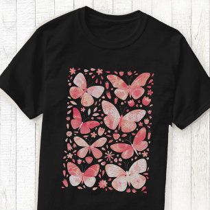 Butterfly Waterverf Blush Roze T-shirt