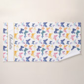 Butterfly Waterverf Kleurrijke Patroon Aangepaste Badhanddoek (Badhanddoek)