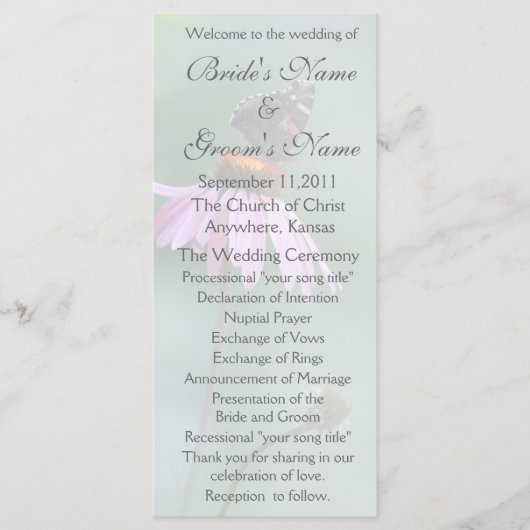 Butterfly Wedding Programma /grijs (Voorkant)