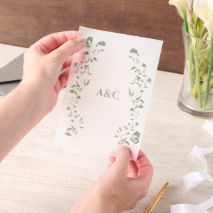 Butterfly Wedding Vellum Overlay Sage Green Uitnodigingen