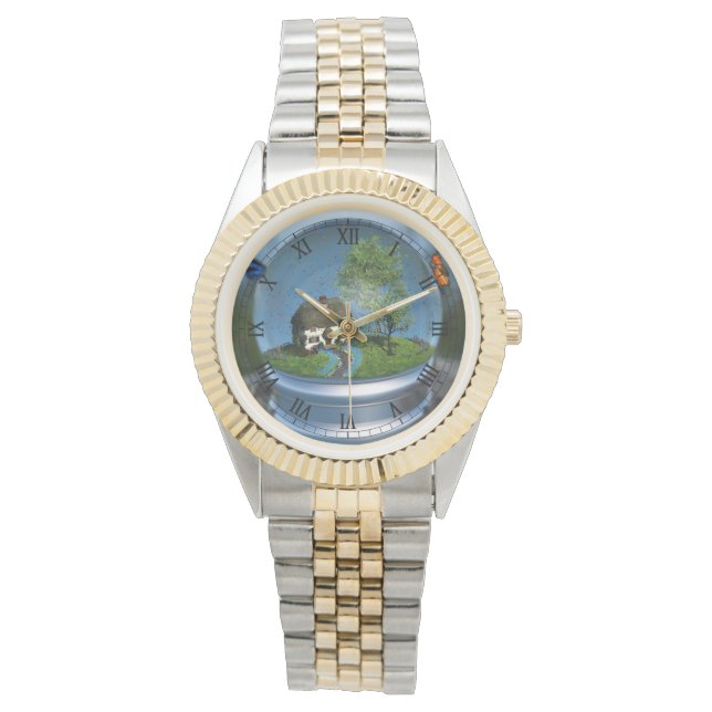 Butterfly Wereldbol horloge (Voorkant)