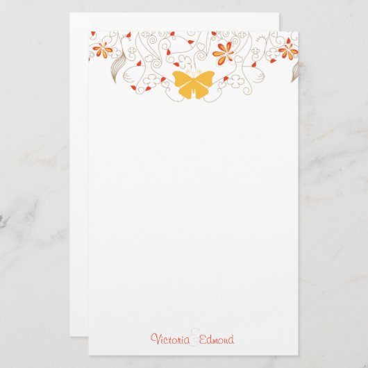 Butterfly Whimsy - Aangepaste artikelen Briefpapier (Voorkant / Achterkant)