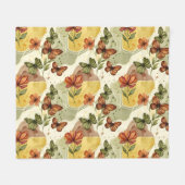 Butterfly Whispers in Earth Tones Fleece Deken (Voorkant (Horizontaal))