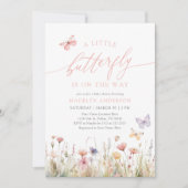 Butterfly Wildflower Baby shower Kaart (Voorkant)