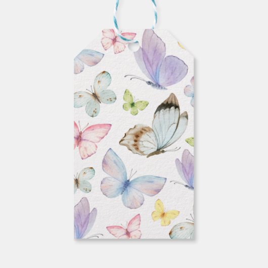 Butterfly Wildflower Dank u Label Verjaardagsfeest Cadeaulabel (Achterkant)