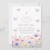Butterfly Wildflower Floral Baptism Christening Kaart (Voorkant)