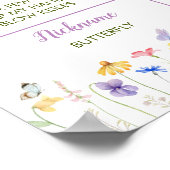 Butterfly Wildflower Verjaardag Milestone Poster (Hoek)