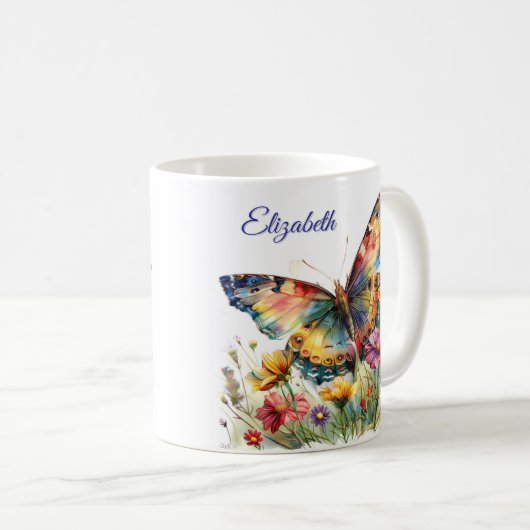 Butterfly & Wildflowers Koffie Mok (Voorkant rechts)