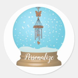 Butterfly windchime wereldbol lentezomer ronde sticker