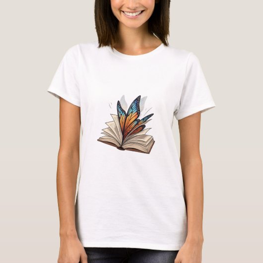 Butterfly Wings Emerging from an Open Book T-shirt (Voorkant)