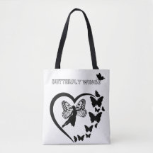 Butterfly Wings Heart Silhouette Canvas tas