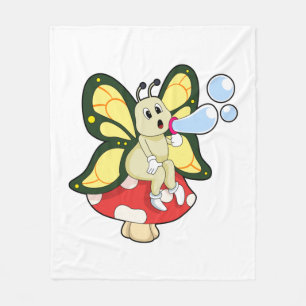 Butterfly with Soap bubbles Fleece Deken