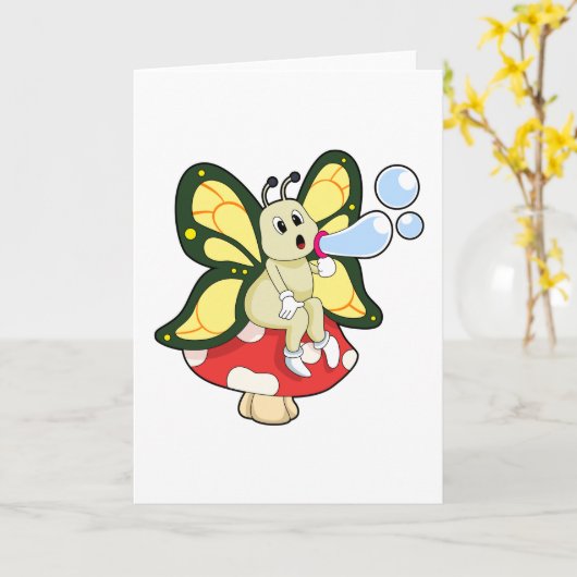 Butterfly with Soap bubbles Kaart (Gele Bloem)