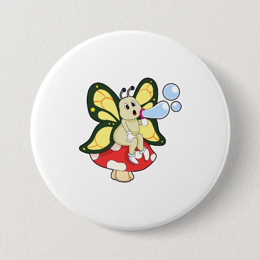 Butterfly with Soap bubbles Ronde Button 7,6 Cm (Voorkant)