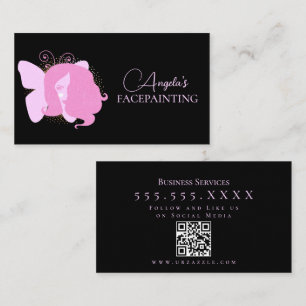 Butterfly Woman Makeup Facepating QR Code Visitekaartje