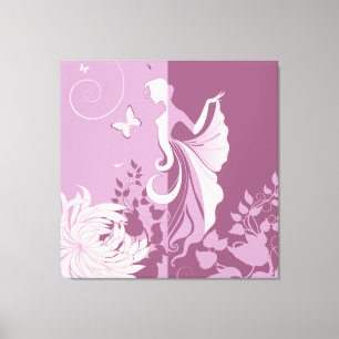 Butterfly Woman Wrapped Canvas Afdruk
