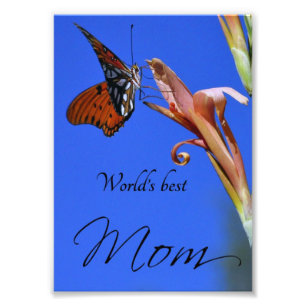 Butterfly "World's Best Mam" Foto afdrukken Afdruk