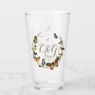 Butterfly Wreatmonogram Drink bril Glas