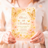 Butterfly Yellow and Pink Birthday Invitation