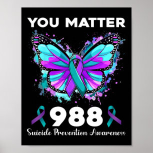 Butterfly You Problem 988 Zelfmoordpreventie bewus Poster
