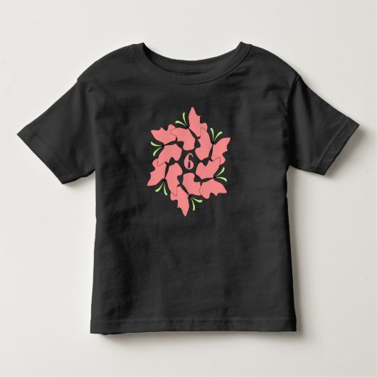 Butterfly zesde verjaardagsfeestje kinder shirts (Voorkant)
