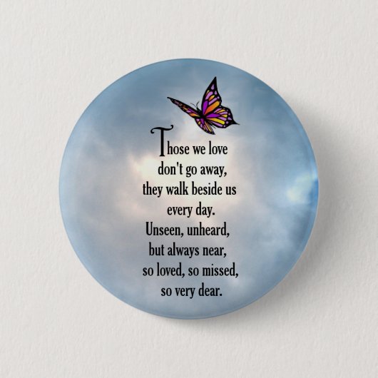 Butterfly "Zo geliefd" gedicht Ronde Button 5,7 Cm (Voorkant)