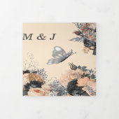 Butterfly zomerperzik zilveren roos bruiloft drieluik uitnodiging (Cover)