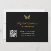 Butterfly zwart gouden script QR code visitekaartj Kaart (Achterkant)