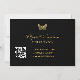Butterfly zwart gouden script QR code visitekaartj Kaart