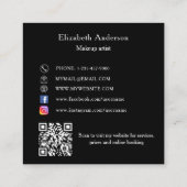 Butterfly zwart zilver QR code elegant script Vierkante Visitekaartje (Achterkant)