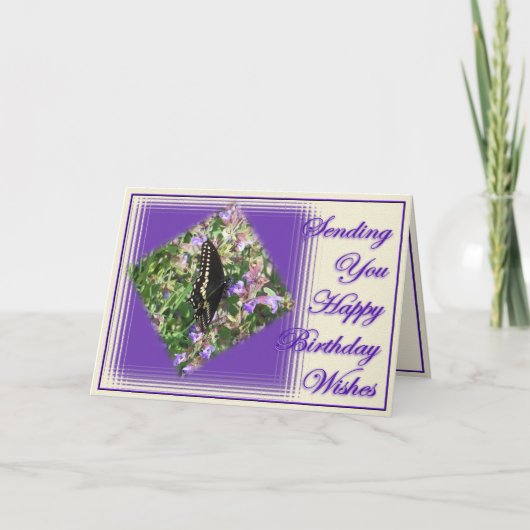 ButterflyBdayWishes-aanpassen Kaart (Voorkant)