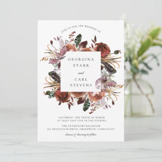 Butterum & Plum Bruiloft Lijst Uitnodiging (Staand voorkant)