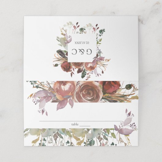 Butterum & Plum Bruiloft Plaats Kaart (Buitenkant ongevouwen)