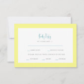 Buttery Yellow & Turquoise Dinner Options RSVP Kaartje (Voorkant)