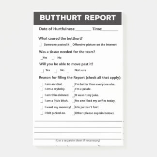 Butthurt Rapportformulier Post-it® Notities, 10 x  Notes