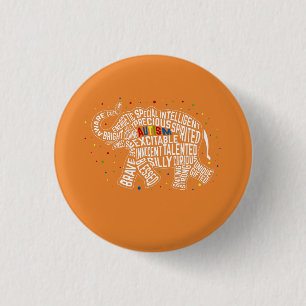 Button Autism Awareness: Elephant Button