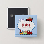 BUTTON Baby shower naam PLANE & TRAIN (Voorkant /achterkant)