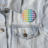 Button Badge - Cute Rainbow Owl Pattern (In situ)