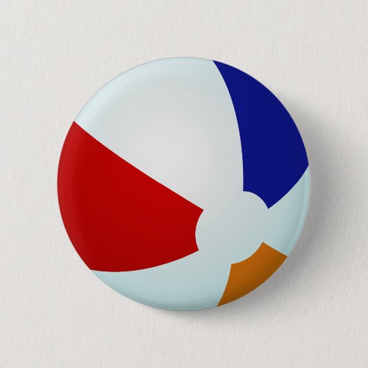 Button Beach Ball Summer Fun Red White Blue Oranje (Voorkant)