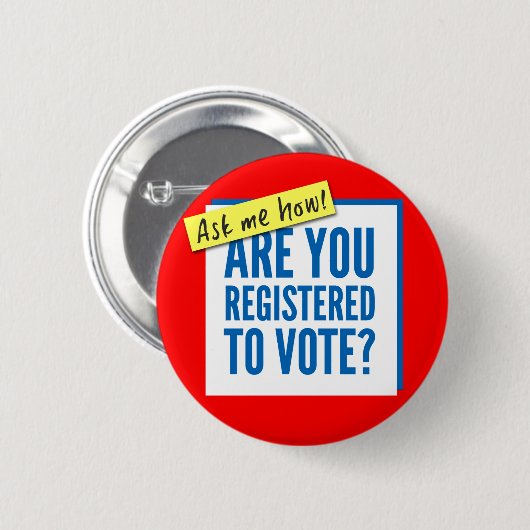 Button - Bent u ingeschreven om te stemmen? Vraag  (Voorkant /achterkant)