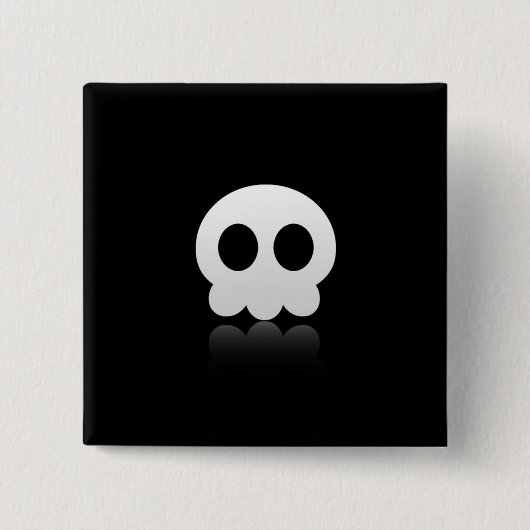 Button Black Skull Face Square (Voorkant)